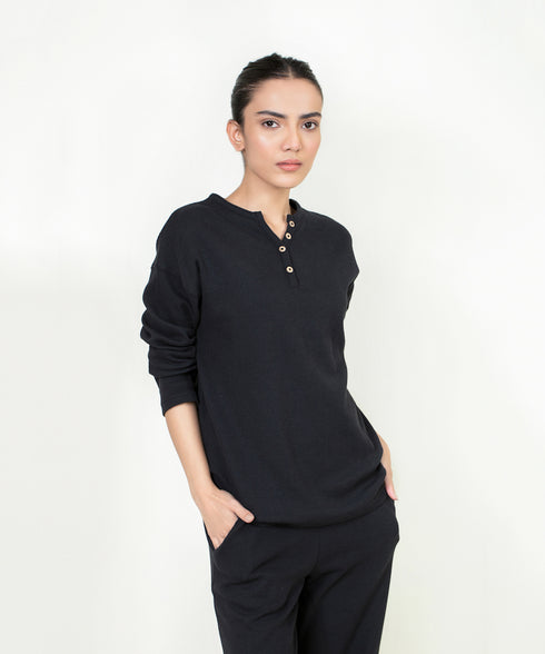 Women's Waffle Knit Henley Set